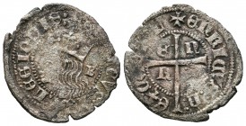 Reino de Castilla y León. Enrique II (1368-1379). Cruzado. Burgos. (Bautista-626). Ve. 1,70 g. Con B detrás del busto. MBC-. Est...40,00.