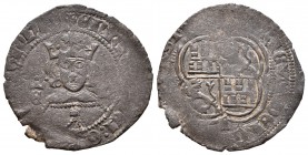 Reino de Castilla y León. Enrique II (1368-1379). Real de vellón. ¿Cuenca?. Ve. 2,81 g. Con ¿C? bajo el cuartelado. MBC-. Est...40,00.