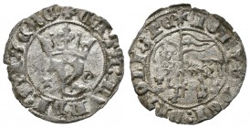 Reino de Castilla y León. Juan I (1379-1390). Blanca del Agnus Dei. Toledo. (Bautista-731.1). Ve. 1,03 g. Y coronada entre T-O y T delante del cordero...