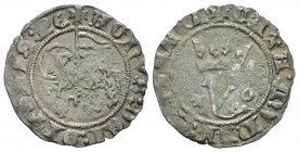 Reino de Castilla y León. Juan I (1379-1390). Blanca de Agnes Dei. Toledo. (Bautista-731.1). (Abm-557.1). Ve. 1,35 g.  Con T delante del cordero y T O...
