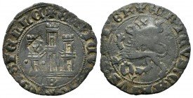 Reino de Castilla y León. Enrique IV (1454-1474). 1 maravedí. Burgos. (Bautista-958.2 variante). Ae. 2,16 g. Resello de Y gótica en anverso. Con B baj...