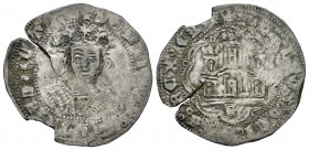 Reino de Castilla y León. Alfonso de Avila (1465-1468). Cuartillo. Ávila. (Bautista-1107). Ve. 2,85 g. Con A gótica bajo el castillo. Cospel faltado y...