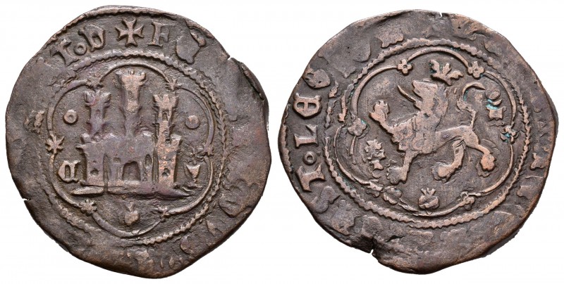 Fernando e Isabel (1474-1504). 4 maravedís. Cuenca. (Cal-565). (Rs-305). Ae. 8,3...