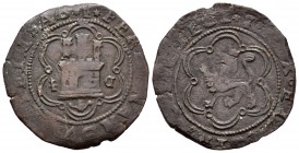 Fernando e Isabel (1474-1504). 4 maravedís. Cuenca. (Cal-592). Ae. 5,72 g. Castillo entre armiño y C. MBC. Est...25,00.