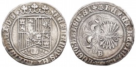 Fernando e Isabel (1474-1504). 1 real. Burgos. (Cal-288). Ag. 3,31 g. Con hoja de perejil en la leyenda del reverso. MBC+. Est...100,00.