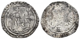 Fernando e Isabel (1474-1504). 1 real. Segovia. A. (Cal-338). Ag. 2,20 g. Acueducto y A gótica en reverso. Recortada. Escasa. BC+/MBC-. Est...50,00.