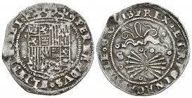 Fernando e Isabel (1474-1504). 1 real. Sevilla. (Cal-358). Ag. 3,28 g. Con S en reverso. MBC. Est...60,00.