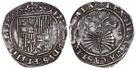 Fernando e Isabel (1474-1504). 1 real. Sevilla. (Cal-358). Ag. 3,40 g. S en reverso. MBC+. Est...70,00.