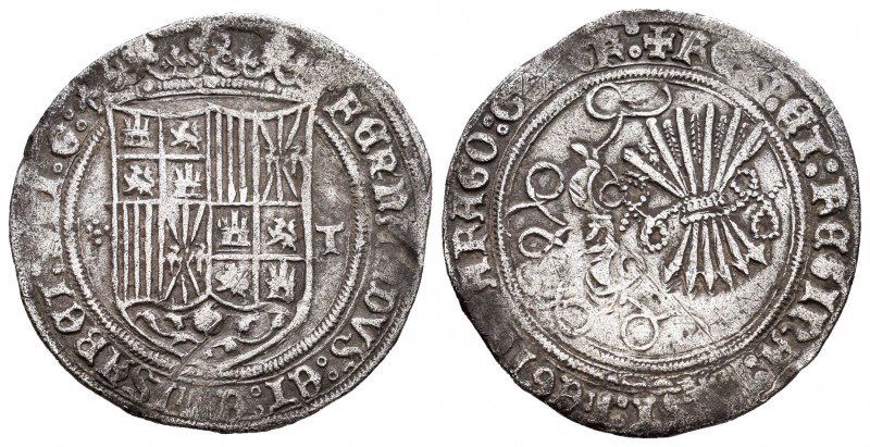 Fernando e Isabel (1474-1504). 1 real. Toledo. (Cal-411). Ag. 3,23 g. Escudo ent...