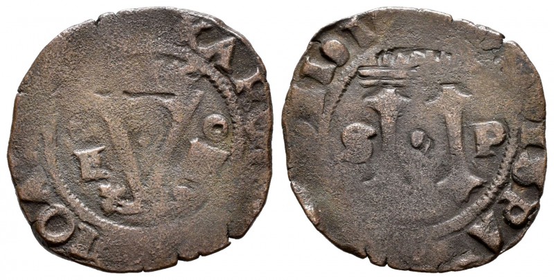 Juana y Carlos (1504-1555). 4 maravedís. Santo Domingo. (Cal-208). Anv.: F - III...
