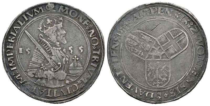 Carlos I (1516-1556). 1/2 escudo. 1555. Deventer-Campen-Zwolle. (Delm-673). (Dav...