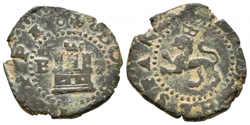 Felipe II (1556-1598). 2 maravedís. Burgos. (Jarabo-Sanahuja-A18). Ae. 3,79 g. C...