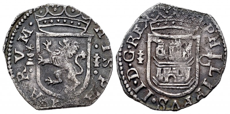 Felipe II (1556-1598). Cuartillo. Cuenca. (Cal-808). Ae. 2,42 g. Armiño y C a lo...