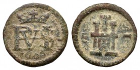 Felipe III (1598-1621). 1 maravedí. Segovia. (Cal-861). (Jarabo-Sanahuja-D276). (RS-337). Ae. 0,74 g. Rara. BC+. Est...35,00.