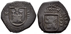 Felipe III (1598-1621). 8 maravedís. 1618. Madrid. . (Cal-703 variante). (Jarabo-Sanahuja-D101). Ae. 6,55 g. Los 1 de la fecha son J. Muy rara. MBC+. ...