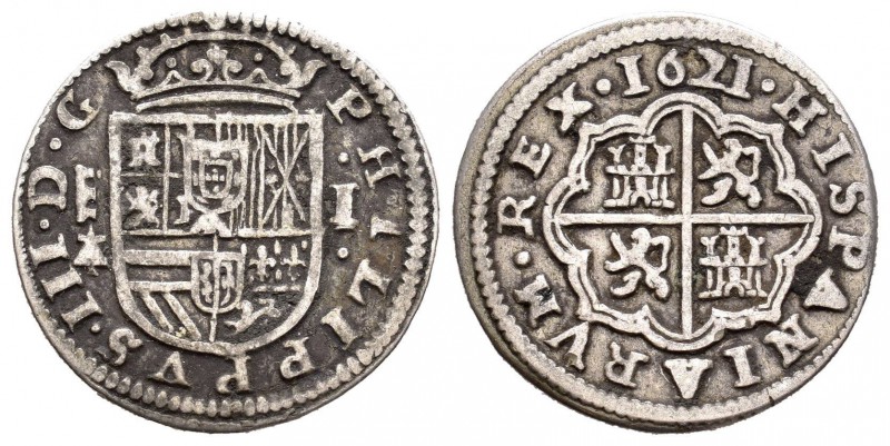 Felipe III (1598-1621). 1 real. 1621. Segovia. A. (Cal-477). Ag. 3,03 g. MBC-/MB...