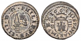 Felipe IV (1621-1665). 4 maravedós. 1663. Segovia. BR. (Cal-1552). (Jarabo-Sanahuja-M570). Ae. 1,19 g. MBC/MBC+. Est...30,00.