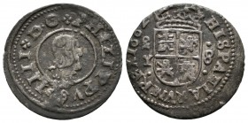 Felipe IV (1621-1665). 8 maravedís. 1662. Madrid. Y. (Cal-1423). (Jarabo-Sanahuja-M340). Ae. 2,04 g. Valor con número arábigo. Rara. BC+. Est...85,00....