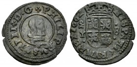 Felipe IV (1621-1665). 8 maravedís. 1662. Madrid. Y. (Cal-1423). (Jarabo-Sanahuja-M340). Ae. 1,87 g. Valor en número arábigo. Leve grieta. Rara. MBC+....