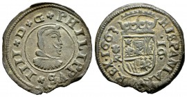 Felipe IV (1621-1665). 16 maravedís. 1663. Coruña. R. (Cal-1301). (Jarabo-Sanahuja-M125). Ae. 4,04 g. Cospel levemente faltado. MBC+. Est...30,00.