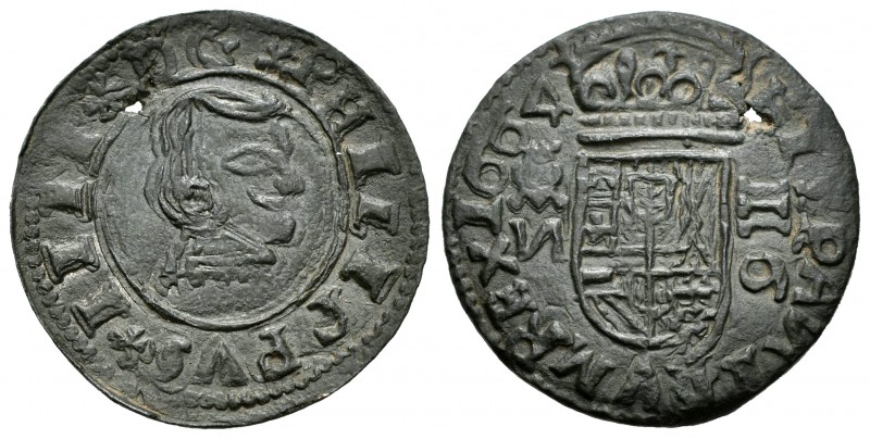Felipe IV (1621-1665). 16 maravedís. 1664. Granada. N. (Cal-tipo 305). Ae. 3,74 ...