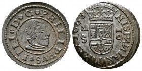 Felipe IV (1621-1665). 16 maravedís. 1663. Madrid. S. (Cal-1399). (Jarabo-Sanahuja-M375). Ae. 3,80 g. EBC-. Est...30,00.