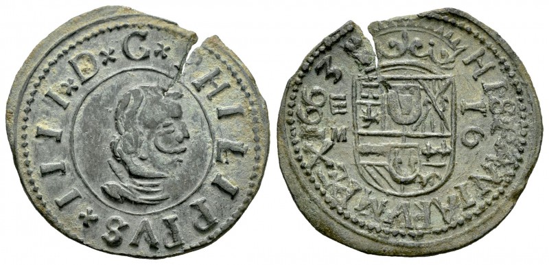 Felipe IV (1621-1665). 16 maravedís. 1663. Valladolid. M. (Cal-1672). (Jarabo-Sa...