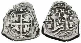 Felipe IV (1621-1665). 1 real. 1653. Potosí. E. (Cal-1051 variante por fecha). Ag. 3,01 g. PH bajo la corona del reverso. MBC. Est...90,00.