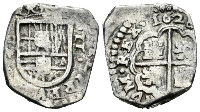 Felipe IV (1621-1665). 2 reales. 1628. Madrid. V. (Cal-843). Ag. 5,90 g. Muy rar...