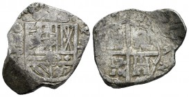 Felipe IV (1621-1665). 2 reales. (16)27. Toledo. P. (Cal-955). Ag. 6,69 g. Visibles los dos últimos díagitos de la fecha. Escasa. BC+. Est...175,00.