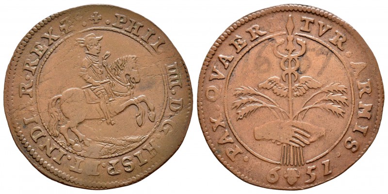 Felipe IV (1621-1665). Jetón. 1651. Bruselas. (Dugn-4040). (Vq-13851). Ae. 5,72 ...