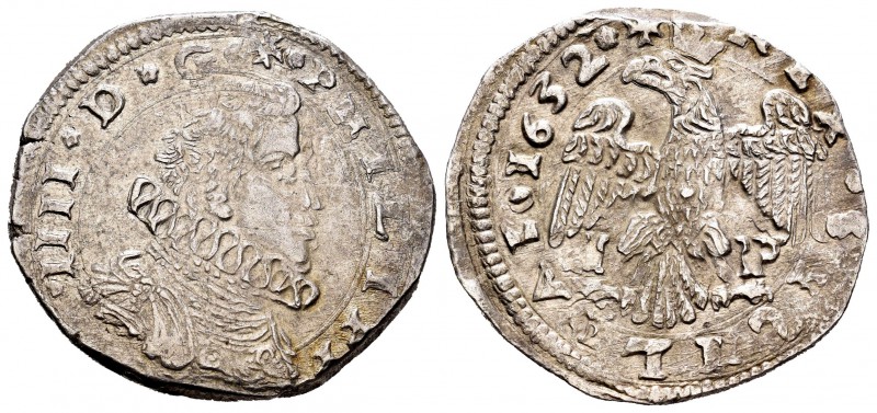Felipe IV (1621-1665). 4 taris. 1632. Messina. IP. (Vicenti-177). Ag. 10,46 g. M...