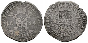 Felipe IV (1621-1665). 1/2 patagón. 1654. Amberes. (Vanhoudt-646.AN). Ag. 13,64 g. BC+. Est...70,00.