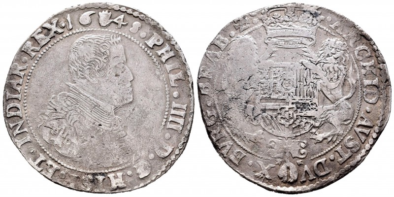 Felipe IV (1621-1665). 1 ducatón. 1645. Amberes. (Vanhoudt-642 AN). Ag. 31,94 g....