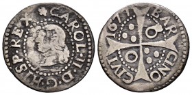 Carlos II (1665-1700). 1 croat. 1677. Barcelona. (Cal-664). Ae. 2,18 g. MBC-. Est...35,00.
