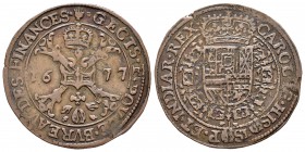 Carlos II (1665-1700). Jetón. 1677. Amberes. (Dugn-4378). (Vq-13913). Ae. 6,38 g. Oficina de finanzas. MBC+. Est...45,00.