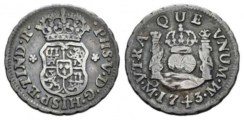 Felipe V (1700-1746). 1/2 real. 1743. México. M. (Cal-1868). Ag. 1,63 g. MBC-. E...