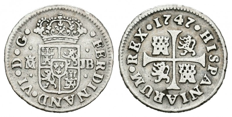 Fernando VI (1746-1759). 1/2 real. 1747. Madrid. JB. (Cal-648). Ag. 1,36 g. MBC....