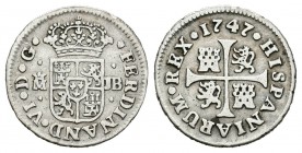 Fernando VI (1746-1759). 1/2 real. 1747. Madrid. JB. (Cal-648). Ag. 1,36 g. MBC. Est...35,00.