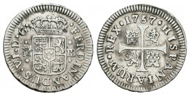 Fernando VI (1746-1759). 1/2 real. 1757. Madrid. JB. (Cal-657). Ag. 1,32 g. Escasa. MBC+. Est...50,00.