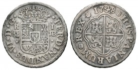 Fernando VI (1746-1759). 1 real. 1748. Madrid. JB. (Cal-560). Ag. 2,93 g. Escasa. MBC. Est...40,00.