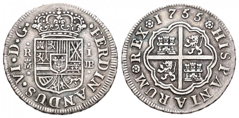 Fernando VI (1746-1759). 1 real. 1755. Madrid. JB. (Cal-655). Ag. 2,92 g. MBC+. ...