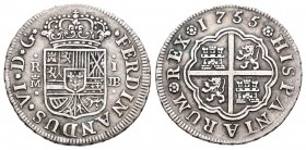 Fernando VI (1746-1759). 1 real. 1755. Madrid. JB. (Cal-655). Ag. 2,92 g. MBC+. Est...50,00.