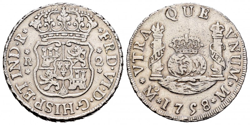 Fernando VI (1746-1759). 2 reales. 1758. México. M. (Cal-499). Ag. 6,65 g. MBC/M...