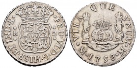 Fernando VI (1746-1759). 2 reales. 1758. México. M. (Cal-499). Ag. 6,65 g. MBC/MBC+. Est...70,00.