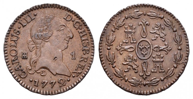 Carlos III (1759-1788). 1 maravedí. 1772. Segovia. (Cal-1926). Ae. 1,24 g. Golpe...