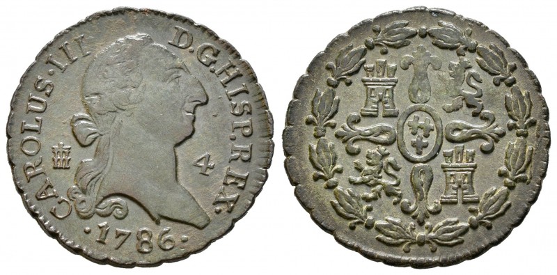 Carlos III (1759-1788). 4 maravedís. 1786. Segovia. (Cal-1911). Ae. 5,25 g. EBC-...