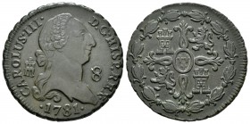 Carlos III (1759-1788). 8 maravedís. 1781. Segovia. (Cal-1891). Ae. 11,78 g. Escasa. EBC-. Est...90,00.