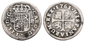 Carlos III (1759-1788). 1/2 real. 1761. Madrid. JP. (Cal-1725). Ag. 1,37 g. MBC-/BC+. Est...20,00.
