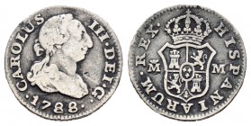 Carlos III (1759-1788). 1/2 real. 1788. Madrid. M. (Cal-1748). Ag. 1,41 g. BC+/MBC-. Est...25,00.